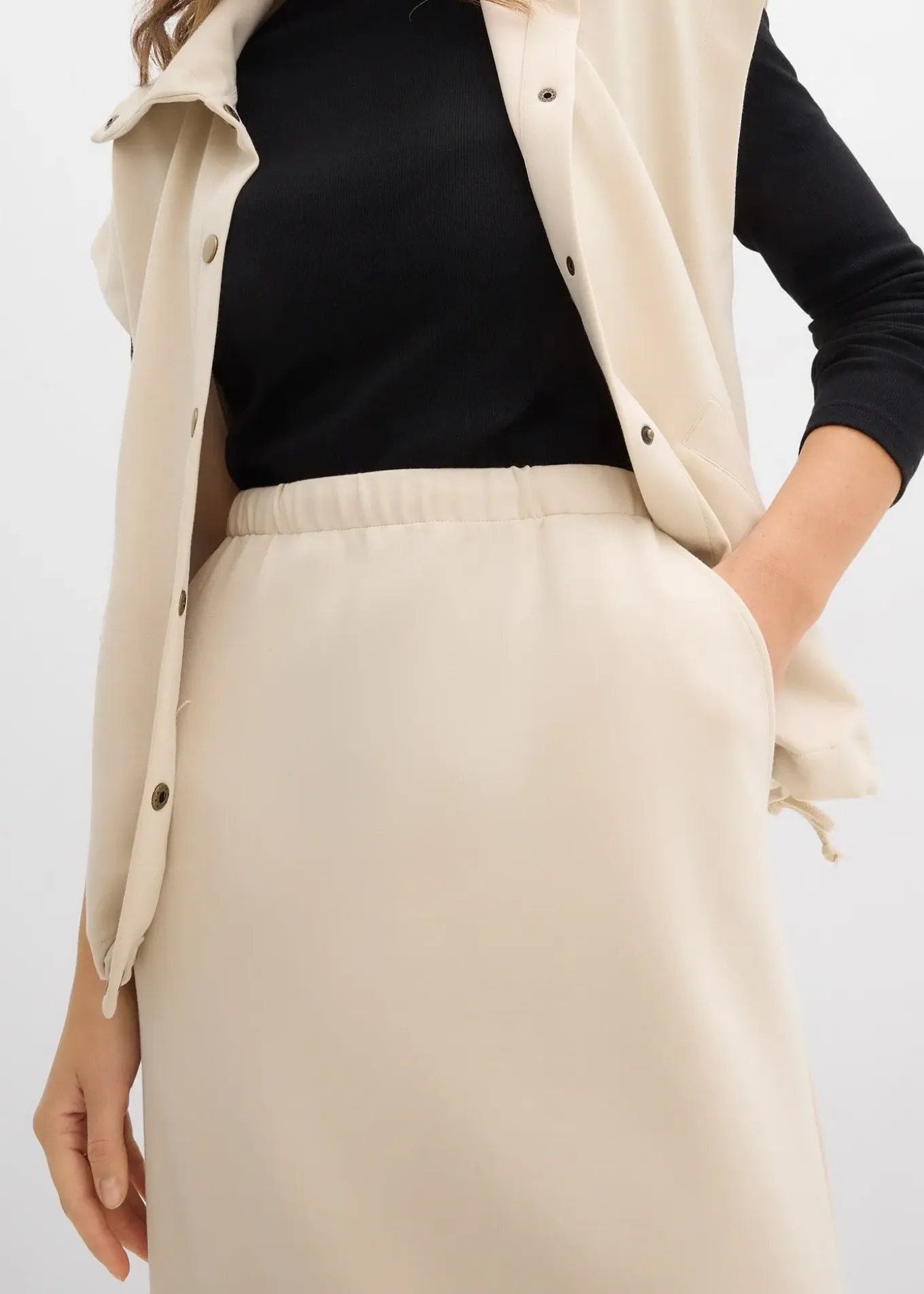 Jupe midi en matière néoprène douce