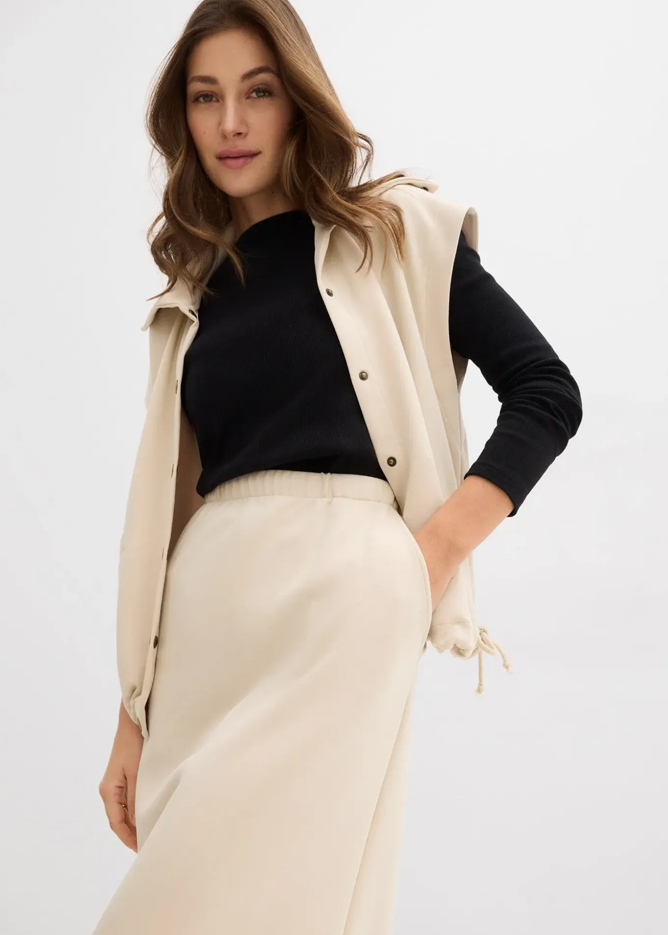 Jupe midi en matière néoprène douce