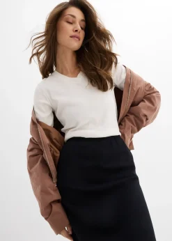 Jupe midi en matière néoprène douce