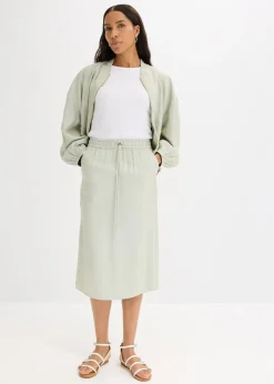 Jupe midi en satin brillant