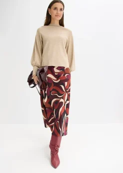 Jupe midi en satin fluide