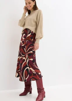 Jupe midi en satin fluide