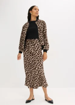 Jupe midi en satin fluide