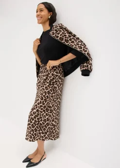 Jupe midi en satin fluide