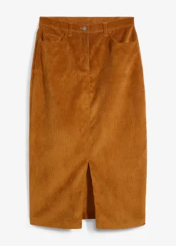 Jupe midi en velours côtelé, extensible