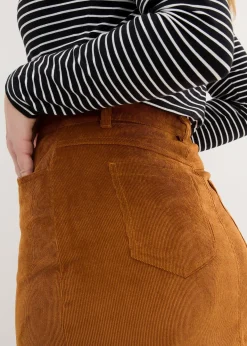 Jupe midi en velours côtelé, extensible