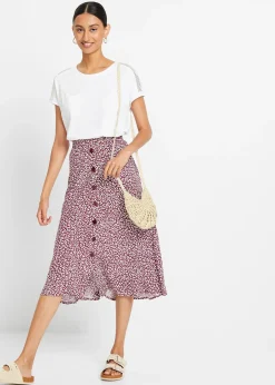Jupe midi en viscose avec poches
