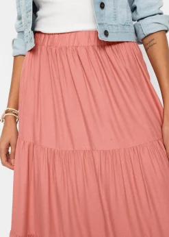 Jupe midi en viscose, effet froissé