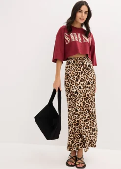 Jupe midi en viscose fluide