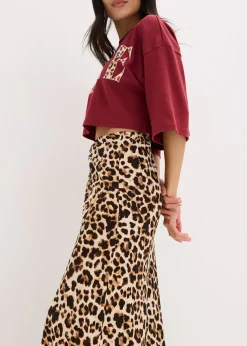 Jupe midi en viscose fluide