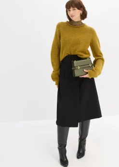 Jupe midi en viscose mélangée