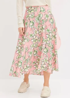 Jupe midi fluide en viscose mélangée