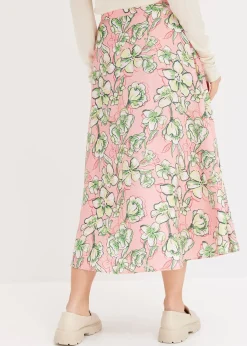 Jupe midi fluide en viscose mélangée