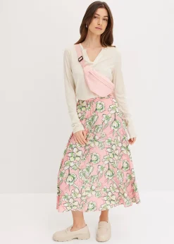 Jupe midi fluide en viscose mélangée