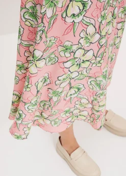 Jupe midi fluide en viscose mélangée