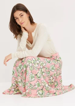 Jupe midi fluide en viscose mélangée