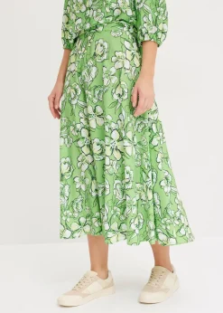 Jupe midi fluide en viscose mélangée