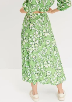 Jupe midi fluide en viscose mélangée