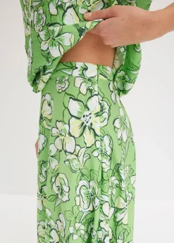 Jupe midi fluide en viscose mélangée