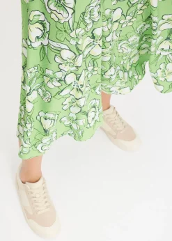 Jupe midi fluide en viscose mélangée