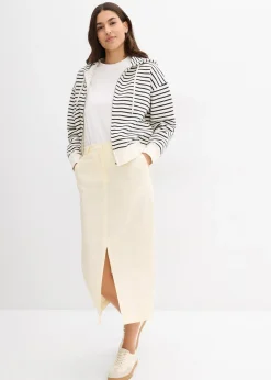 Jupe midi légère en lin mélangé