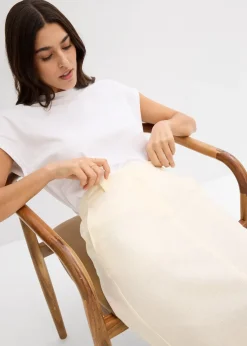 Jupe midi légère en lin mélangé