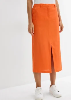 Jupe midi légère en lin mélangé