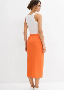 Jupe midi légère en lin mélangé