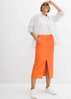 Jupe midi légère en lin mélangé