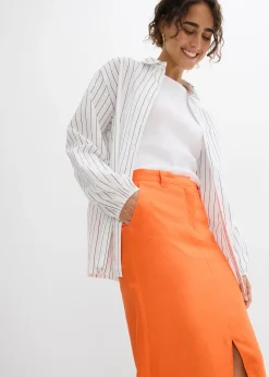 Jupe midi légère en lin mélangé