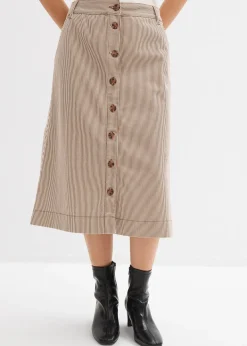 Jupe midi rayée à boutons