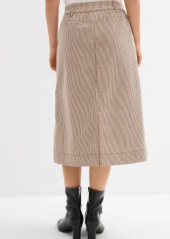 Jupe midi rayée à boutons