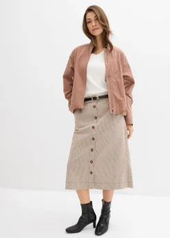 Jupe midi rayée à boutons