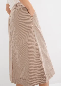 Jupe midi rayée à boutons