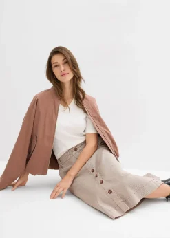 Jupe midi rayée à boutons