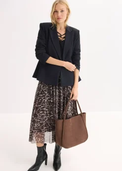 Jupe midi évasée en mesh