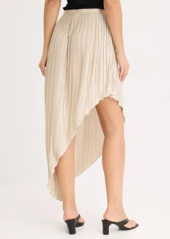Jupe plissée en satin brillant