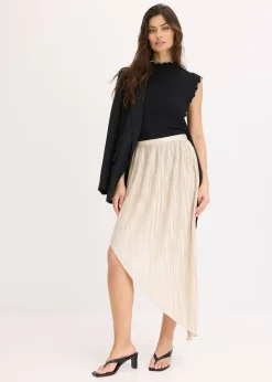 Jupe plissée en satin brillant