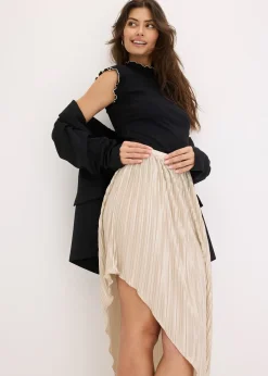 Jupe plissée en satin brillant