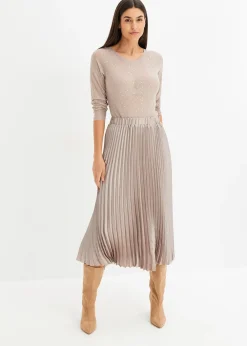 Jupe plissée en satin fin