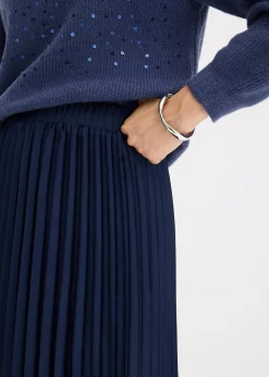 Jupe plissée en satin fin