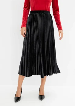 Jupe plissée en velours doux