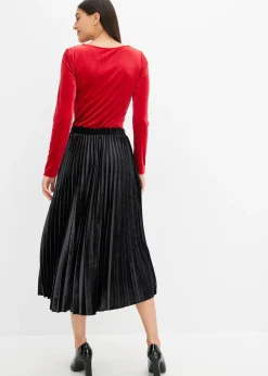 Jupe plissée en velours doux