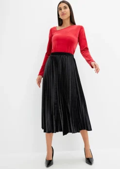 Jupe plissée en velours doux