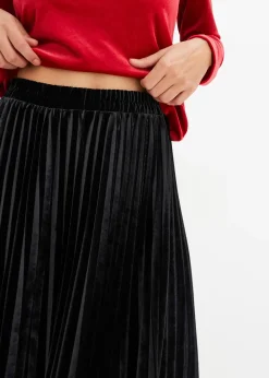 Jupe plissée en velours doux