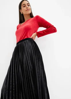 Jupe plissée en velours doux