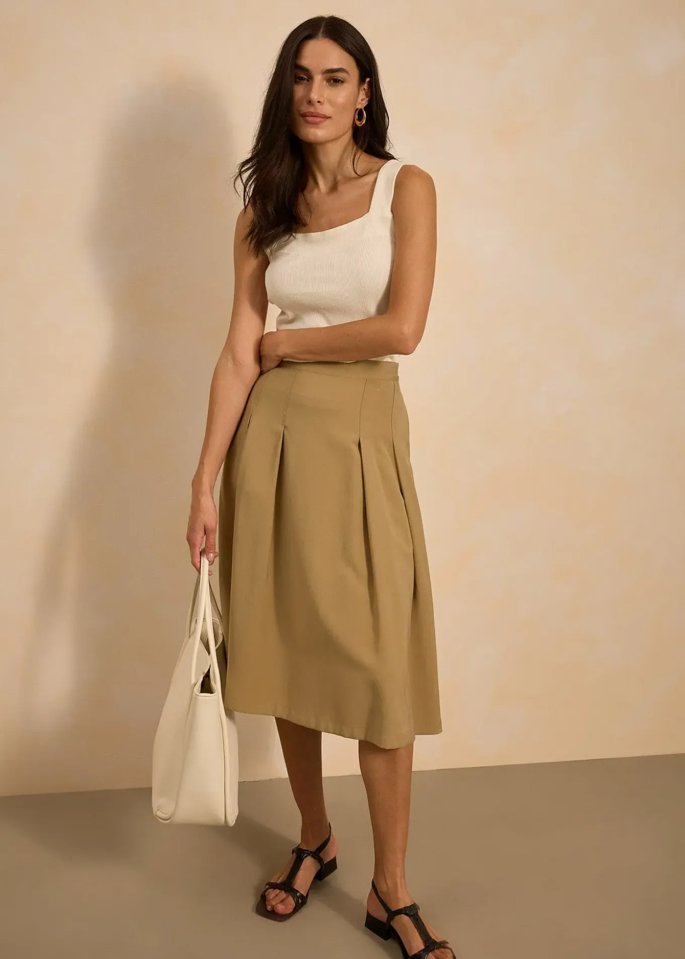 Jupe plissée en viscose mélangée