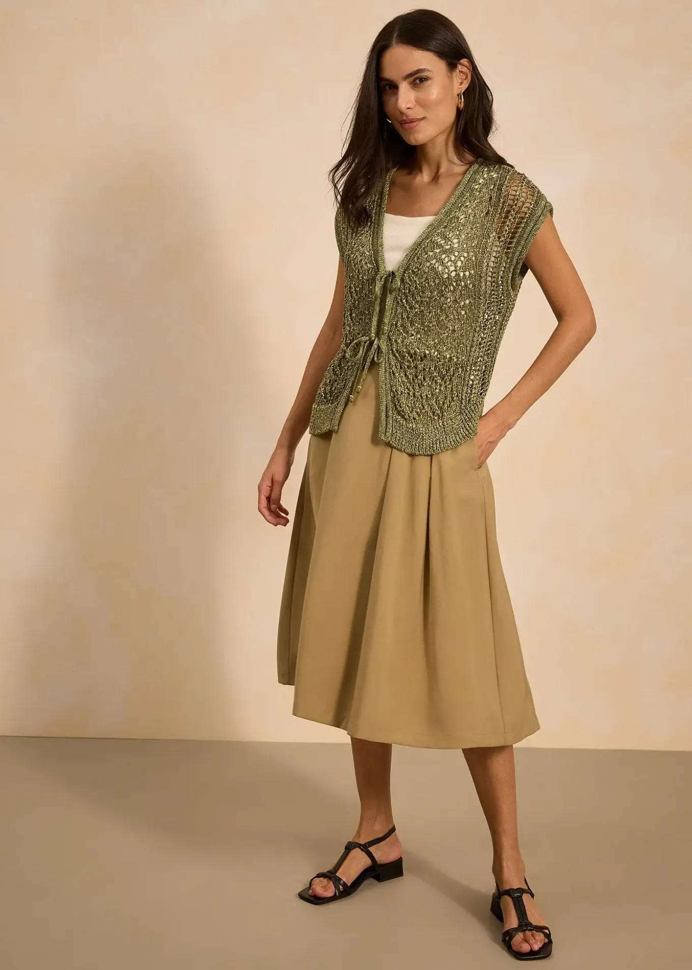 Jupe plissée en viscose mélangée