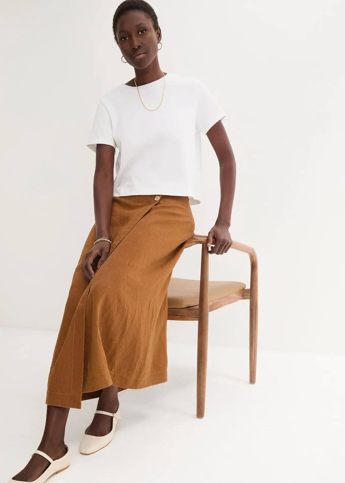 Jupe portefeuille 100 % lin