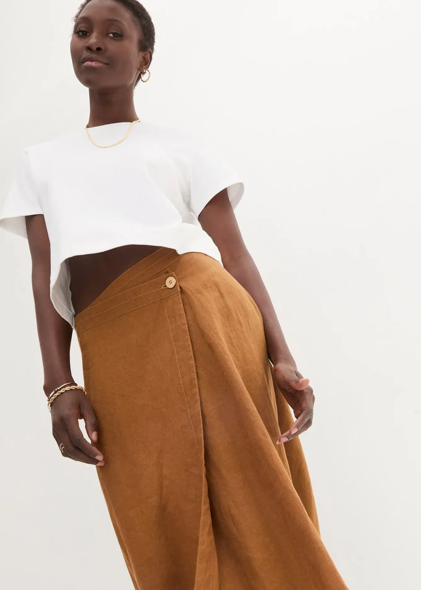 Jupe portefeuille 100 % lin